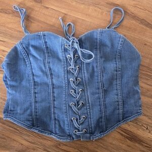 Denim Lace-Up Corset Top